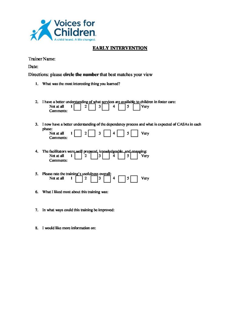 F- Early Intervention Evaluation Fillable PDF | Voices for Children